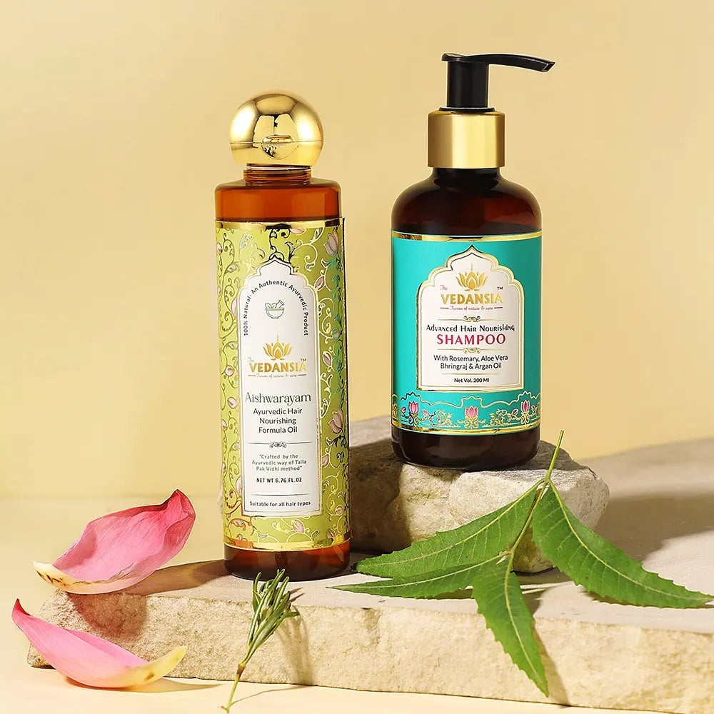 VEDANSIA Combo of Aishwaryam Hair Oil + Hair Nourishing Shampoo