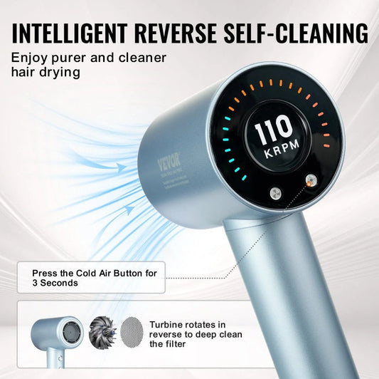 High-Speed Hair Dryer With 105,000RPM Brushless Motor, 200 Million