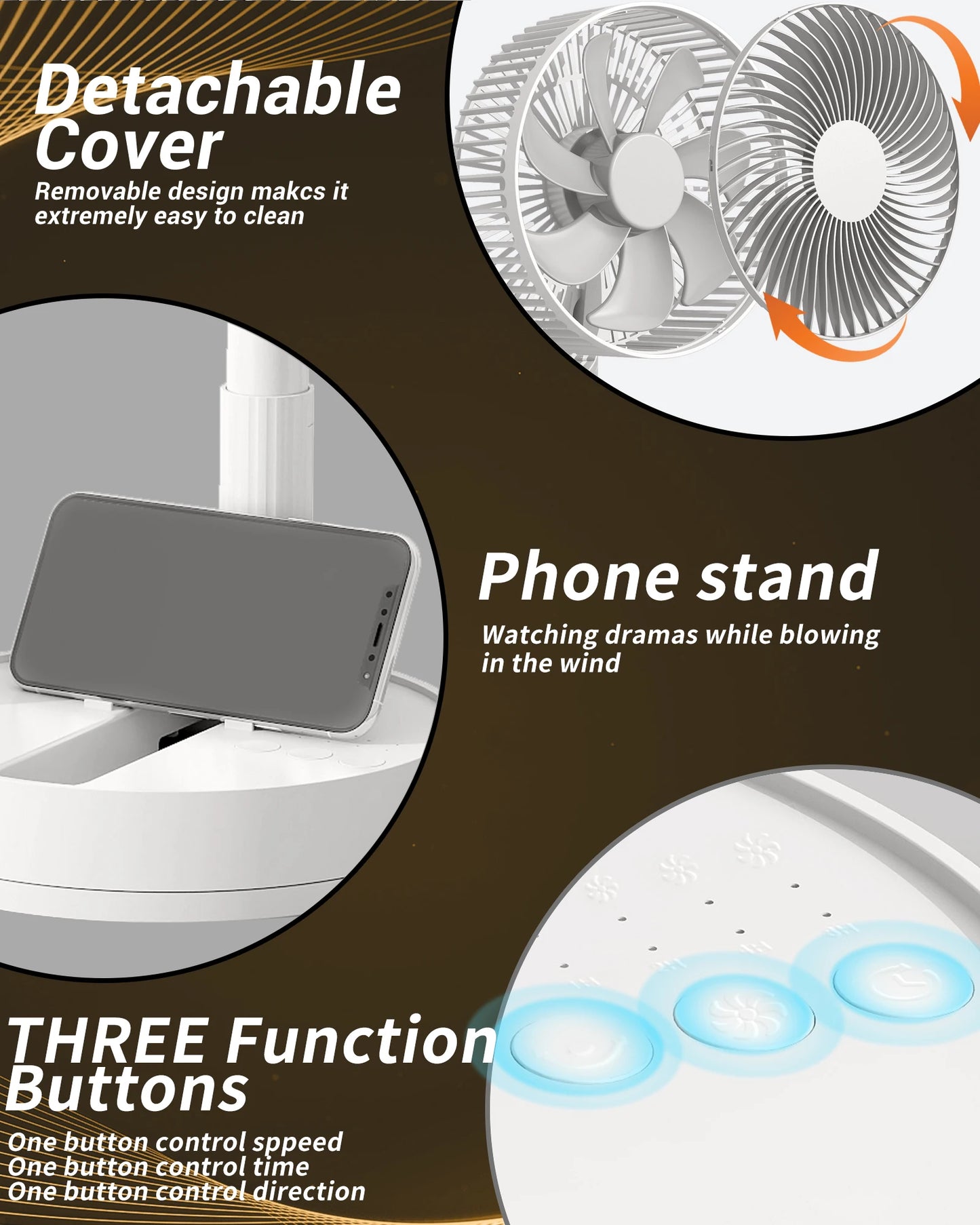 KASYDoFF Portable Oscillating Desk Fan, 8-Inch＆ 5400mAh USB Battery