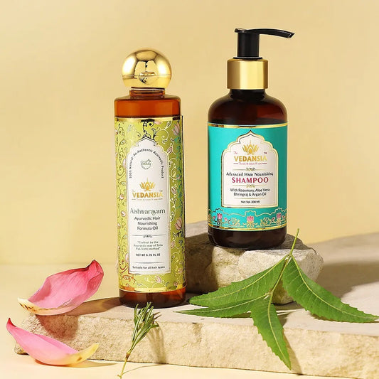VEDANSIA Combo of Aishwaryam Hair Oil + Hair Nourishing Shampoo